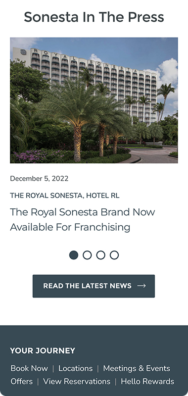 Sonesta Franchise web design success story - mobile view screenshot 3