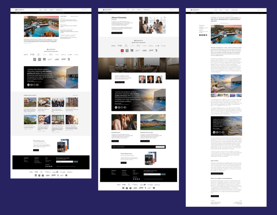 Sonesta Newsroom Redesign Overview