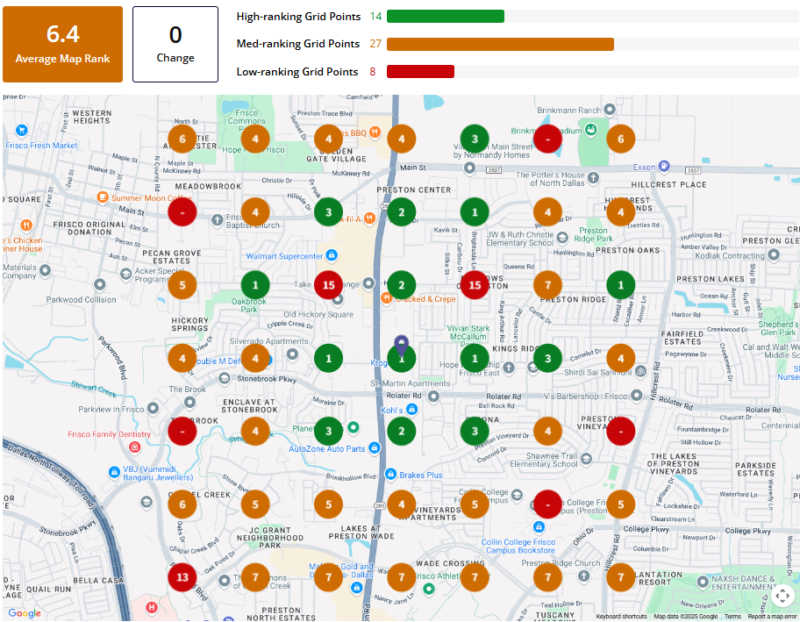 Image of BrightLocal, rankings for "math tutoring" in June 2024