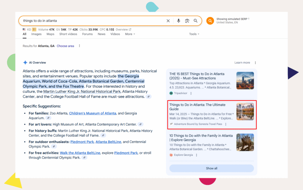 Example of a Digital Spice article ranking at the top of AI overviews for a competitive keyword